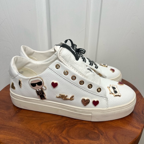 Karl Lagerfeld Women's Cate Pins White Sneakers Size 8.5 Needs Laces - Picture 3 of 11